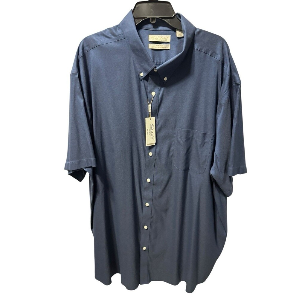 Roundtree And Yorke Gold Label Men’s Short Sleeve 3XB Button Down NWT Navy